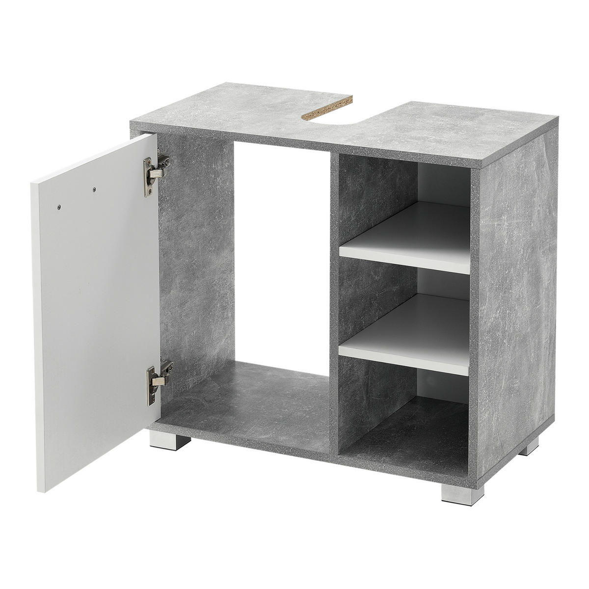 WASCHBECKENUNTERSCHRANK Narvik - Weiß/Grau, Holzwerkstoff (60/55.6/31cm) - [en.casa]