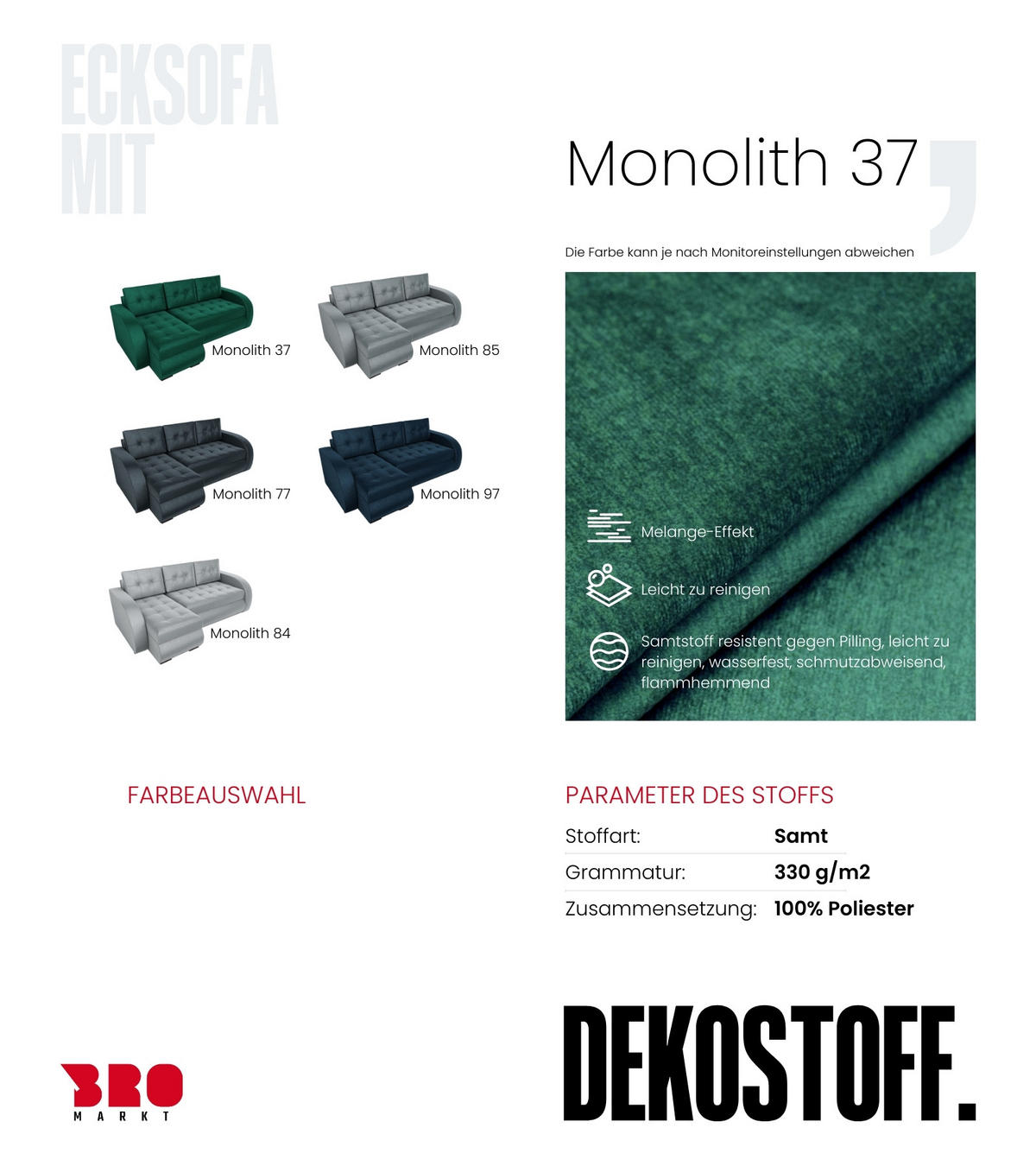 ECKSOFA Bergen mit Schlaffunktion Grün Samtstoff - Grün, Textil (238/141cm) - Bromarkt