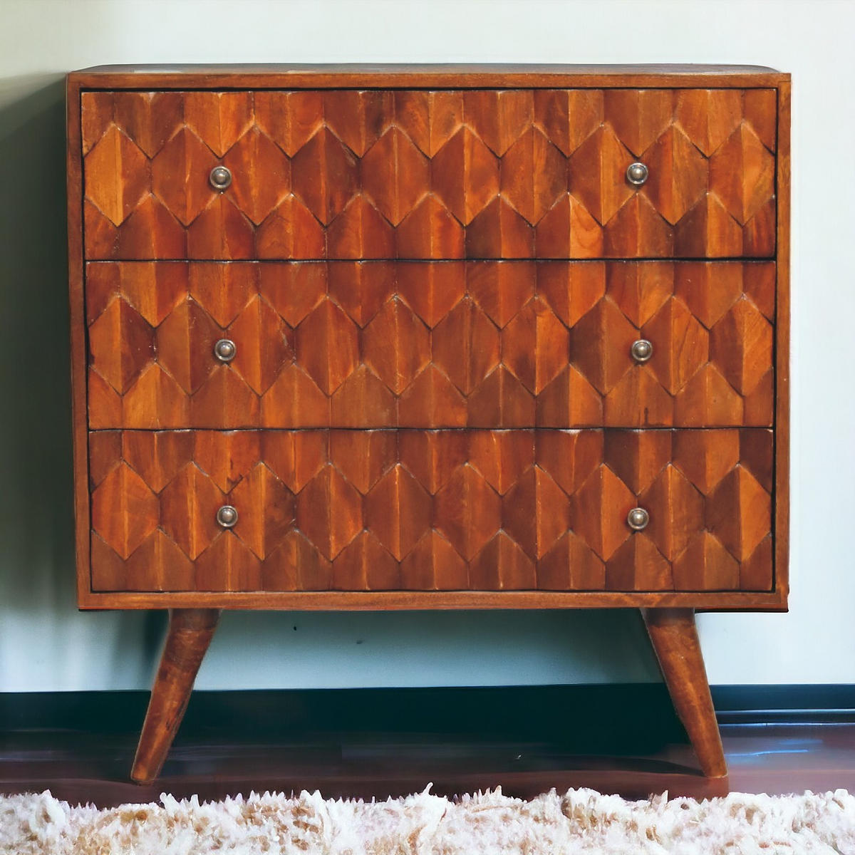 KOMMODE aus Massivholz - Messingfarben/Braun, Holz/Metall (75/77/35cm) - Artisan Furniture