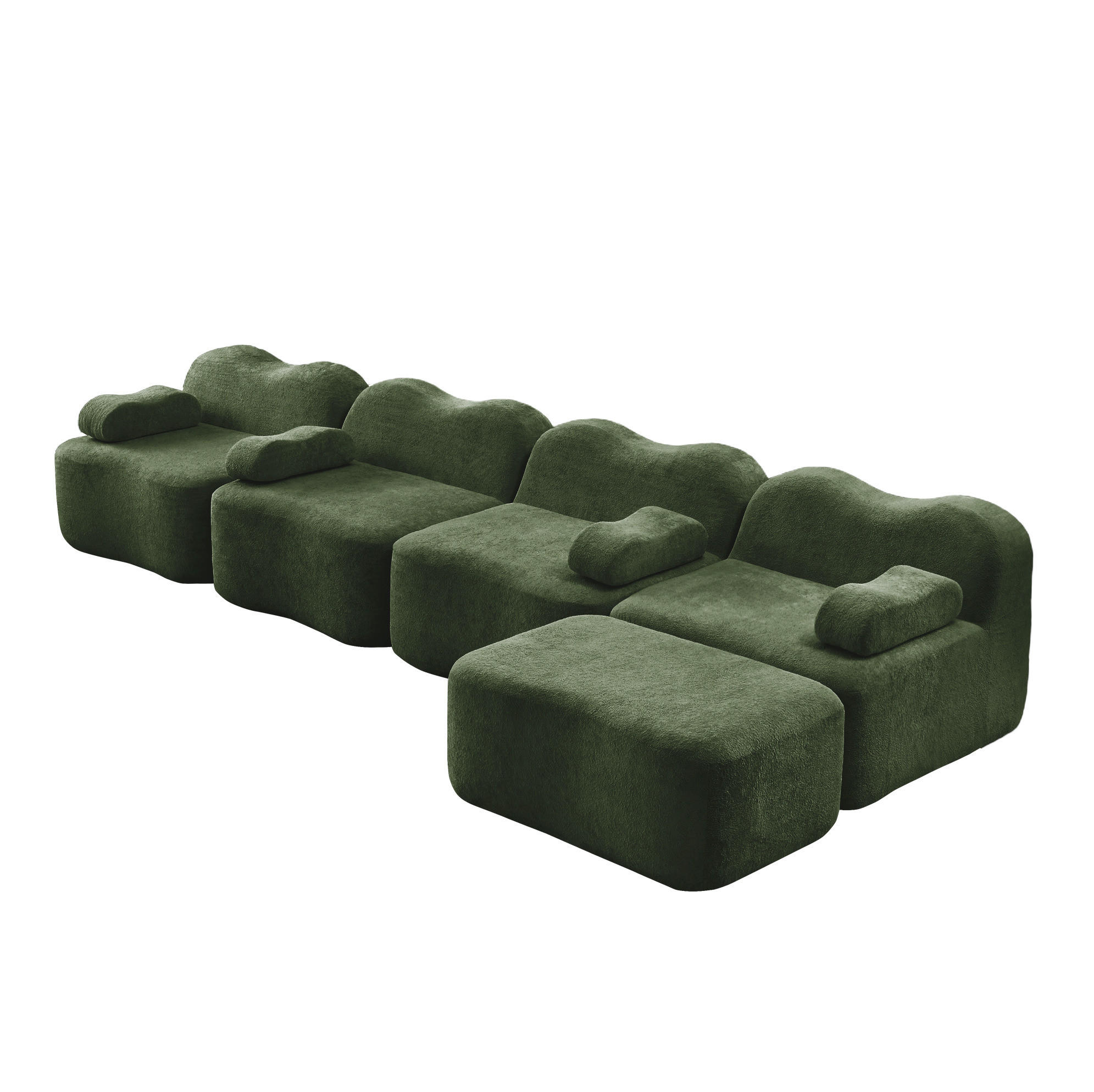 ECKSOFA 384/167/70 cm Grün aus Samt mit modularem Design - Grün, Textil (167/384cm) - OKMYHOME