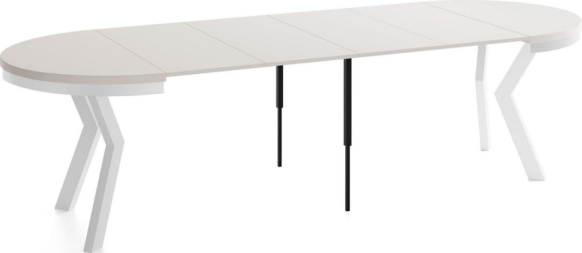 ESSTISCH Savio Weiß Neo rund ausziehbar verlängerbar XXL, Kaschmir 100-300/100/77 cm - Kaschmir/Weiß, Holz/Holzwerkstoff (100/100/77cm) - WFL GROUP