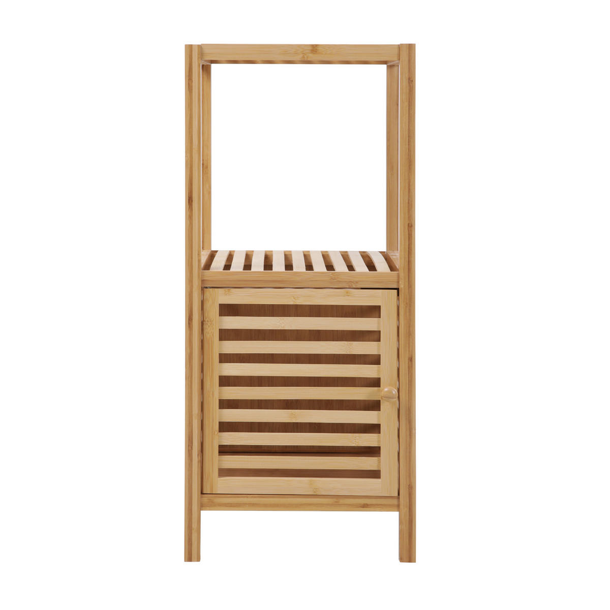BADREGAL Bambus S mit Tür freistehend - Beige, Holz (35/80/35cm) - SVITA