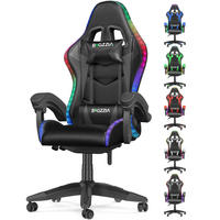 GAMINGSTUHL Schwarz Racing Ergonomisch mit LED-Licht - Schwarz, Leder (29/59/79cm) - Rattrix