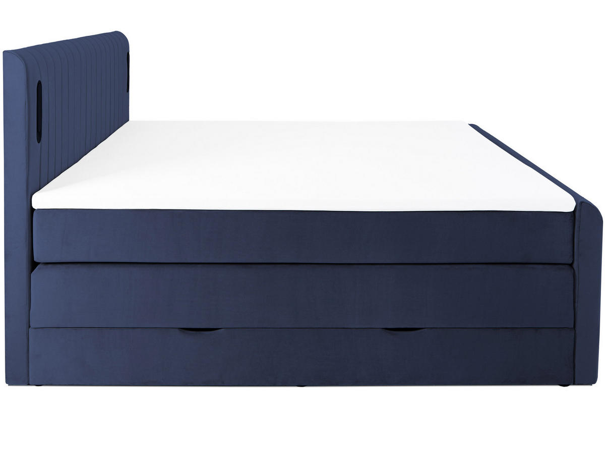 BOXSPRINGBETT FLY blau 160/200 cm H2/H3 Samt - Blau, Textil (160/200cm) - wonello