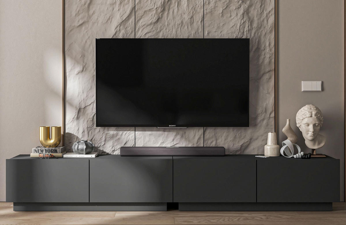 TV-LOWBOARD 2-er Set Enjoy Graphit Matt Loft 120 cm - Grau, Holzwerkstoff (240/37/35cm) - Meble Lindner