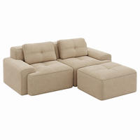 SOFA modular mit Tiefsitz 74 cm Cord Beige - Beige, Kunststoff (177/204.1cm) - Meubliv