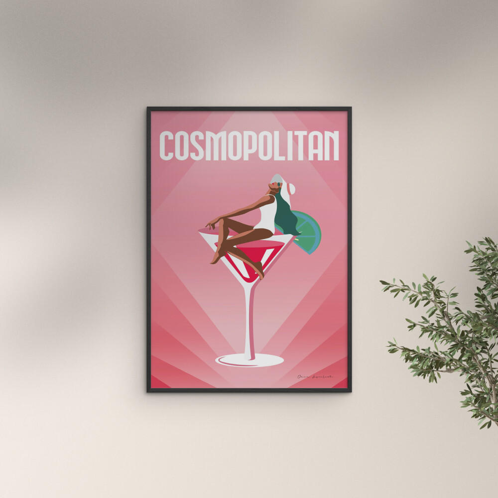 POSTER mit Rahmen Wild Apple - Cosmopolitan - Pink/Schwarz, Holz/Papier (30/40cm) - Poster&Frame