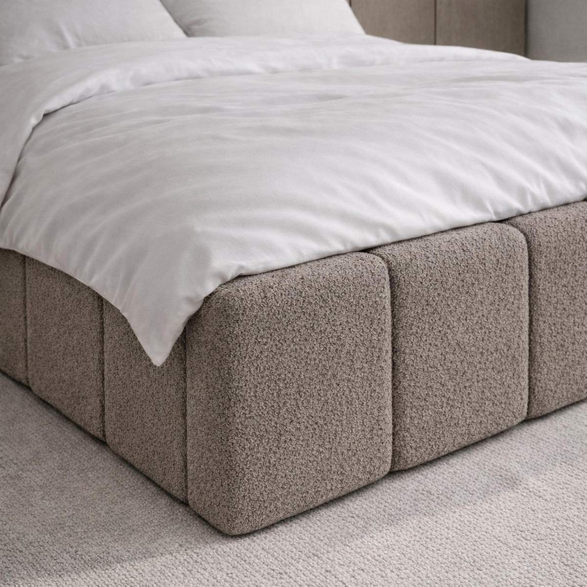 POLSTERBETT CLOUDY mit Bettkasten 180x200,Doppelbett,Lattenrost,Boxspringbett-Optik,ohne Matratze,Schlafzimmer-Taupe - Taupe, Holz (180/200cm) - Furnistar