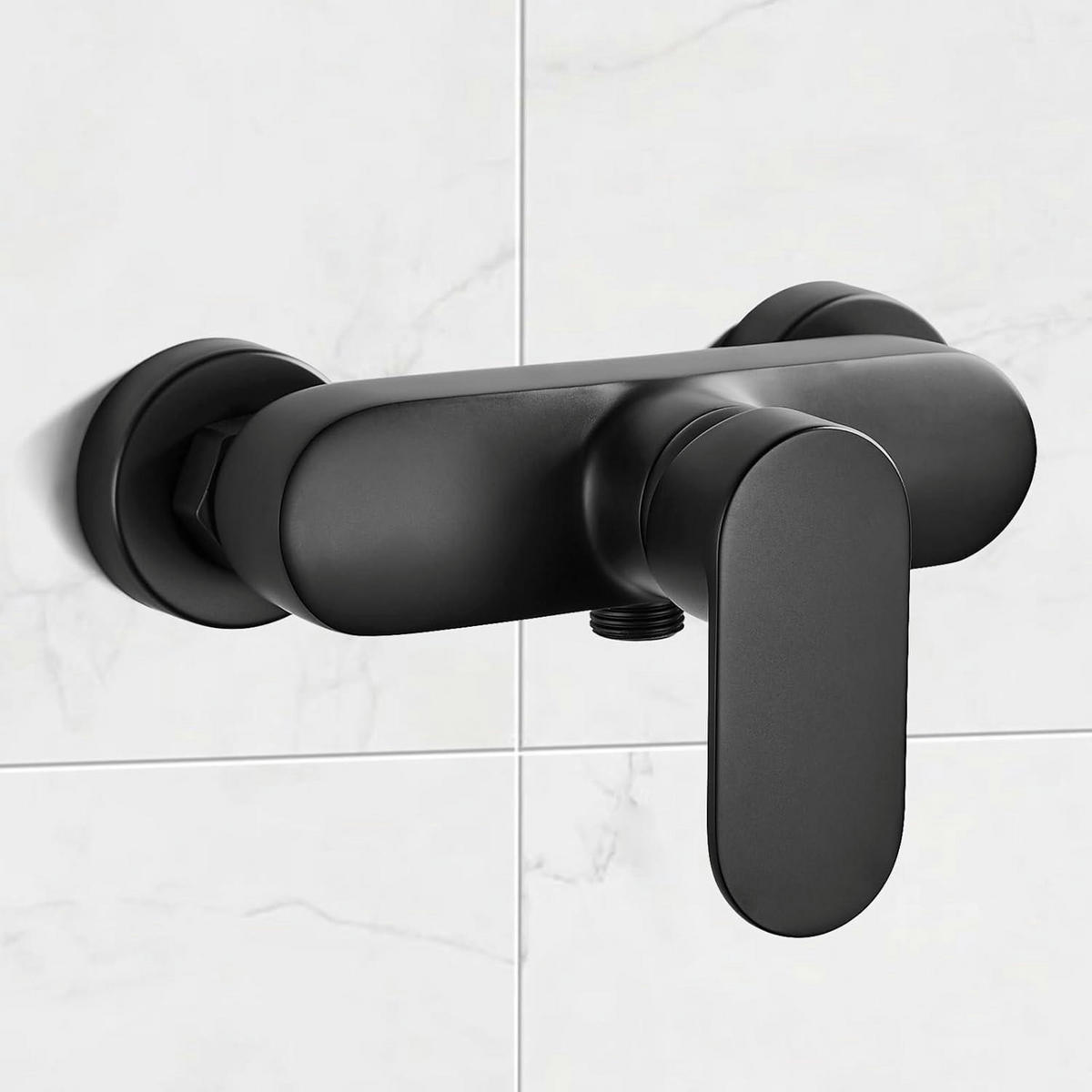 DUSCHARMATUR Aufputz Schwarz - Schwarz, Metall (15/8/22cm)