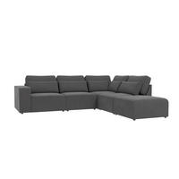 ECKSOFA modularer Leox Grau Samt-Stoff - Schwarz/Grau, Kunststoff/Textil (305/281cm) - S-Style Möbel