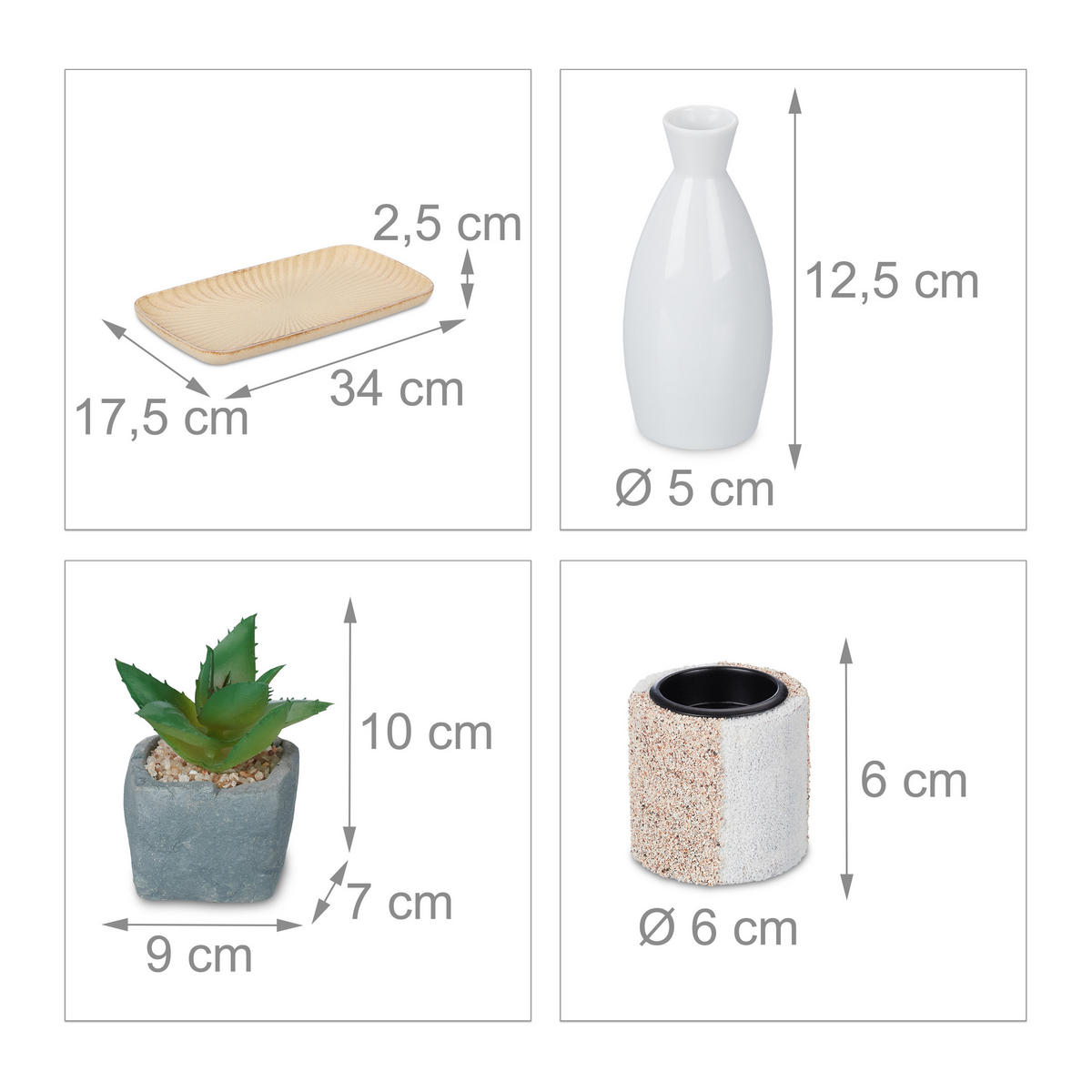 TEELICHTHALTER Set - Multicolor, Keramik/Holzwerkstoff (26cm) - Relaxdays