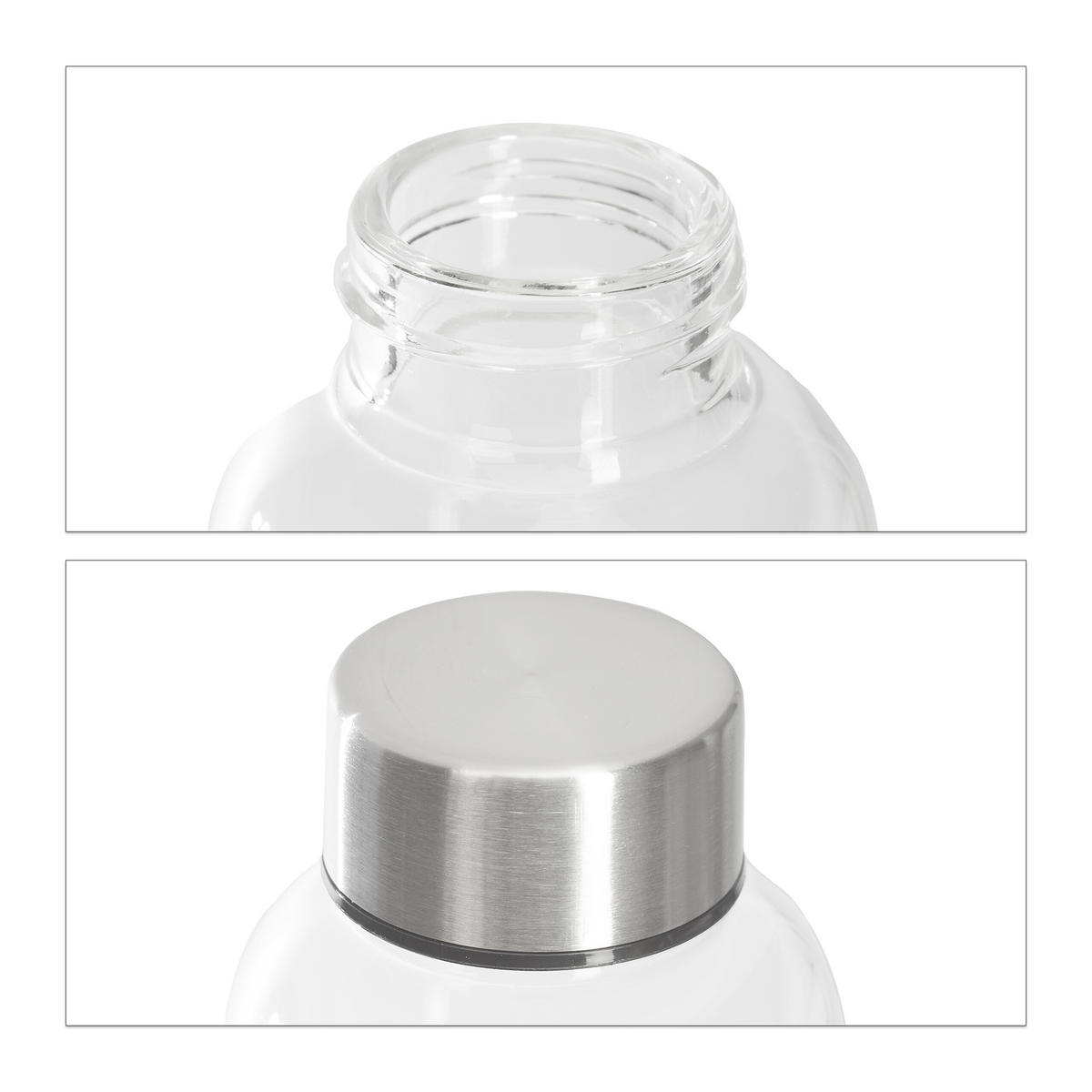 4xTRINKFLASCHE - Multicolor, Glas/Kunststoff (0.5L) - Relaxdays