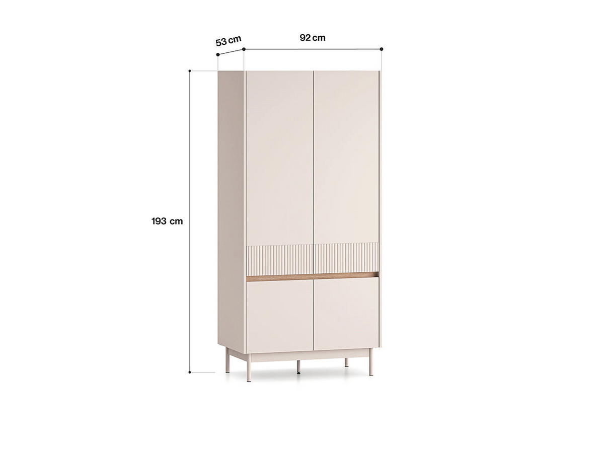 KLEIDERSCHRANK – 92 cm – Dunea – Eichefarben - Eichefarben, Holzwerkstoff (92/193/53cm) - hi-markt
