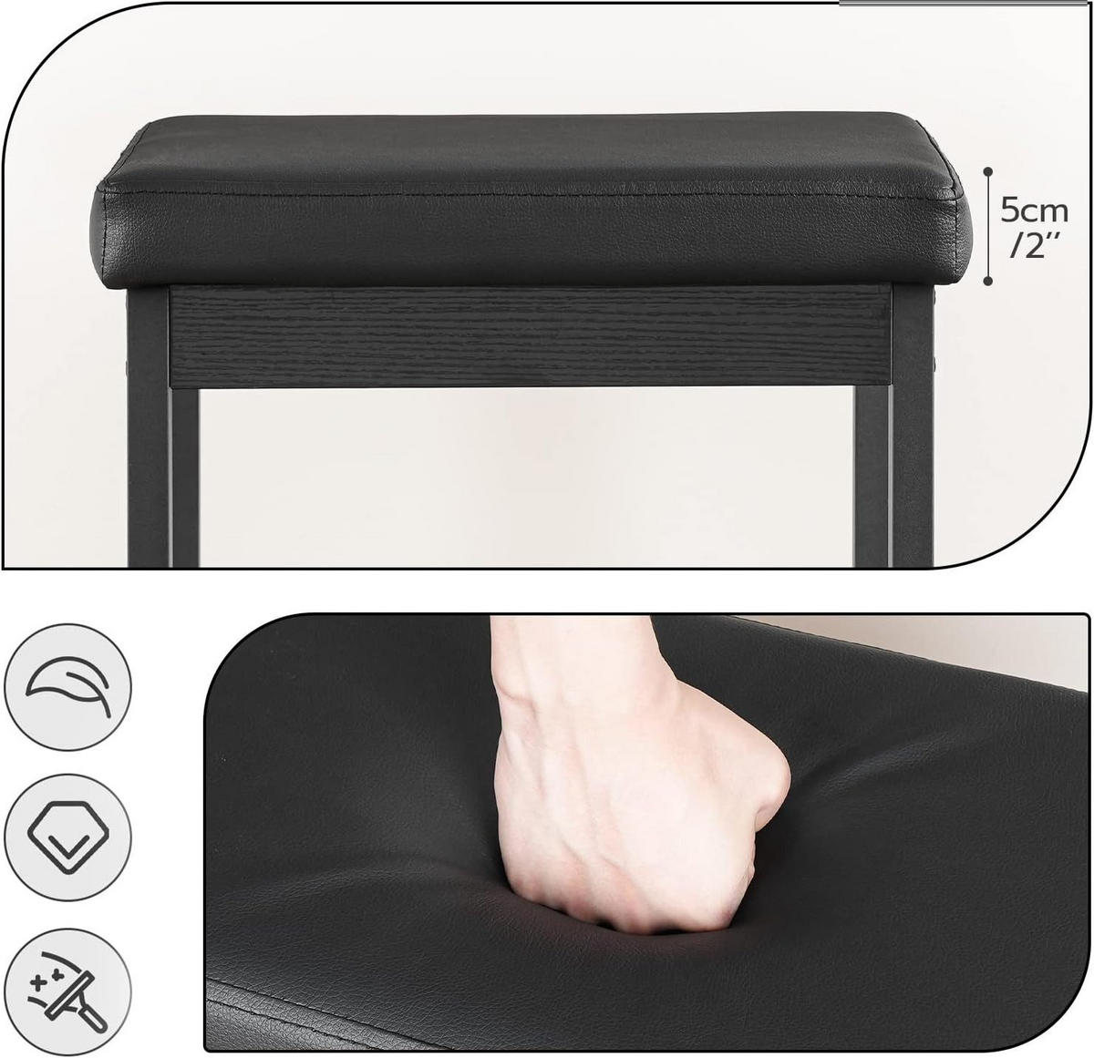 BARHOCKER 2er-SET Schwarz Barstuhl Küchenhocker - Schwarz, Holz (40/63/28cm) - Hoobro