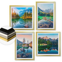 WANDBILDER 4er Set - 50x50 cm & 40x60 cm Goldrahmen - Naturlandschaft der Bergseen - Goldfarben, Kunststoff (50/50cm) - ArtPrintCave
