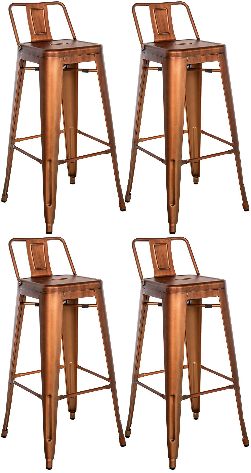 BARHOCKER 4er Set Lekel Metall Kupfer - Kupferfarben, Metall (44/96/43cm) - DELUKE