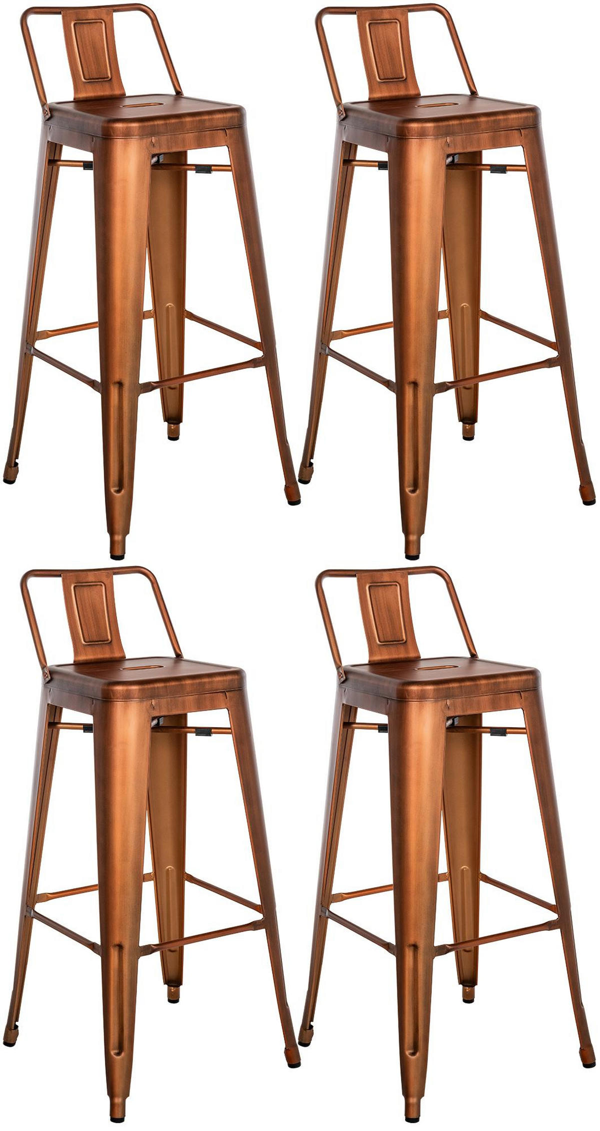 BARHOCKER 4er Set Lekel Metall Kupfer - Kupferfarben, Metall (44/96/43cm) - DELUKE