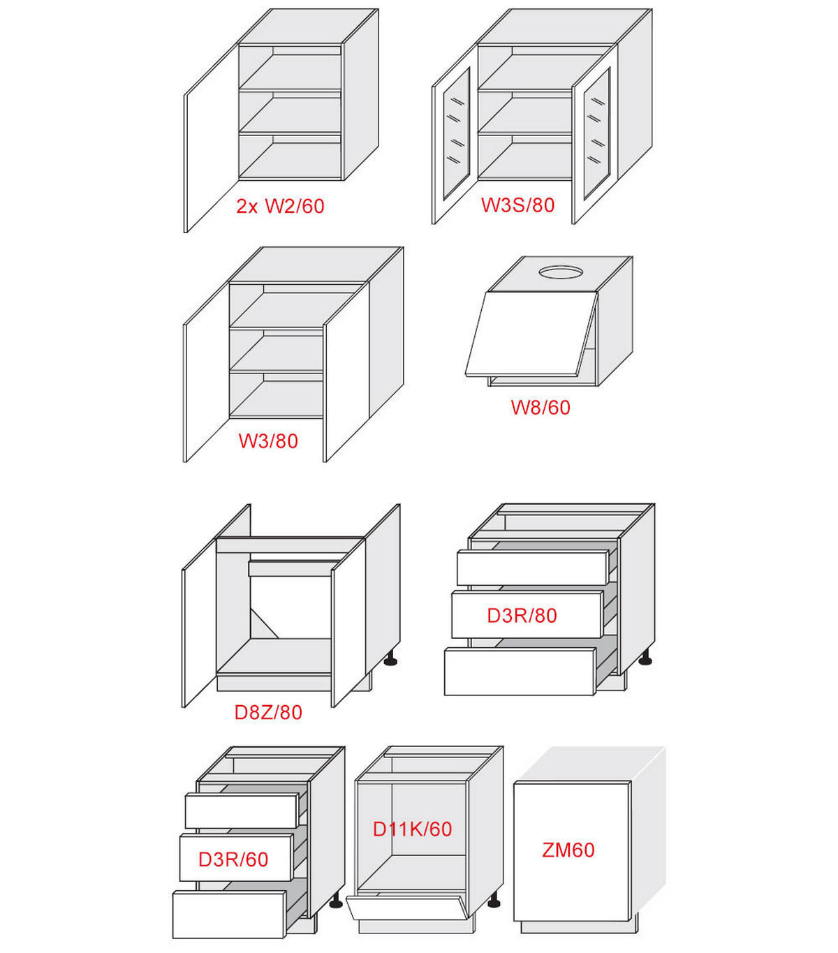 KÜCHENLEERBLOCK Livorno weiß matt & lava matt / telegrau 2 RAL 7046 (K5), Arbeitsplatte Eiche Sonoma 10-teilig - Weiß/Grau, Holzwerkstoff/Metall (340/204/60cm) - Feldmann-Wohnen