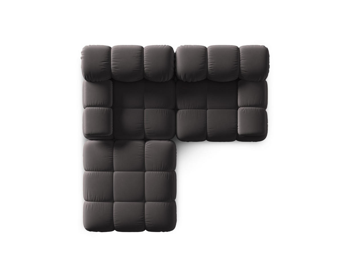 MODULARES-SOFA Bellis aus Samt dunkelgrau 3 Sitzplätze - Dunkelgrau, Textil (188/63/188cm) - Micadoni