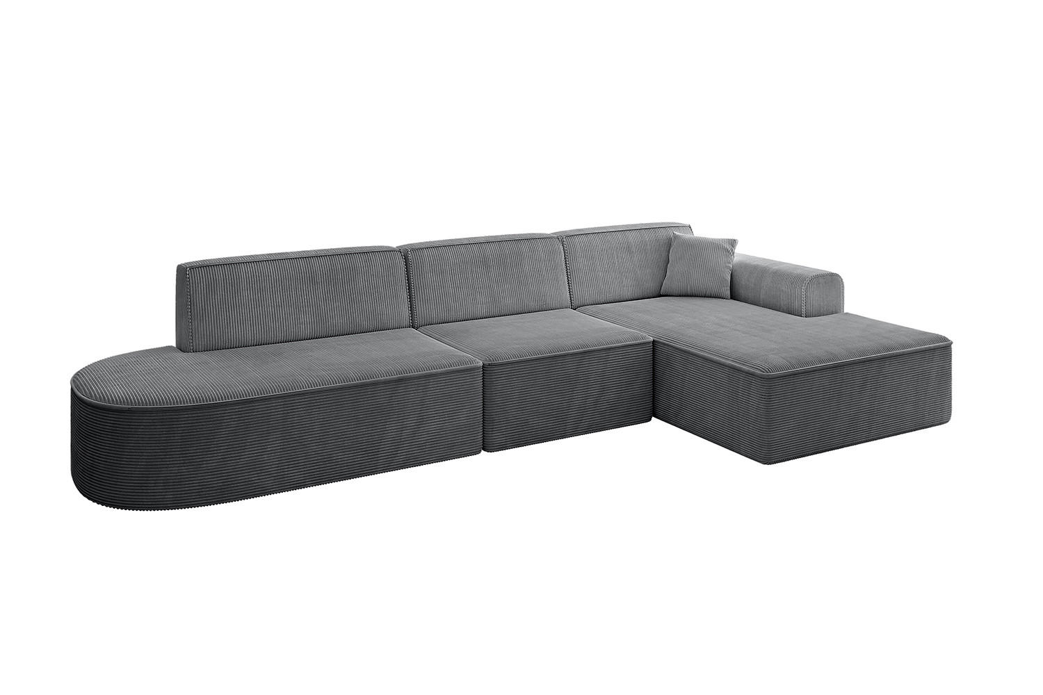 ECKSOFA Ottomane Rechts IREA-L2-v3 - 328x171x79 cm Duneklgrau - Dunkelgrau, Holzwerkstoff/Textil (171/328cm) - ALTDECOR