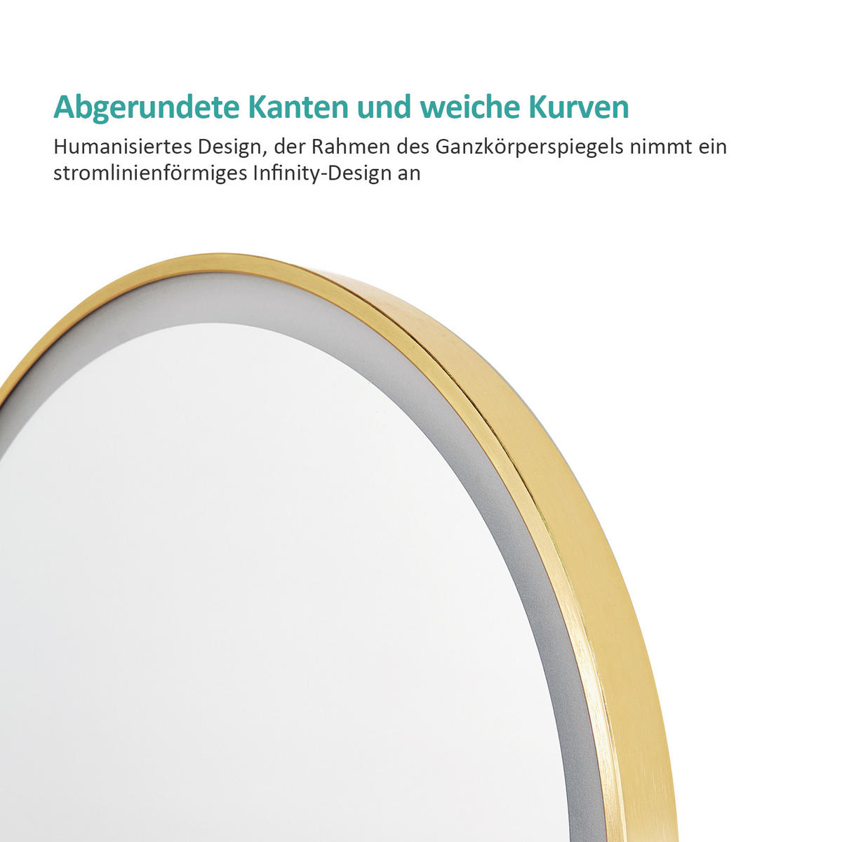 STANDSPIEGEL mit Beleuchtung und Rahmen Gold 160/60 cm - Goldfarben, Glas/Metall (60/160/160cm) - EMKE