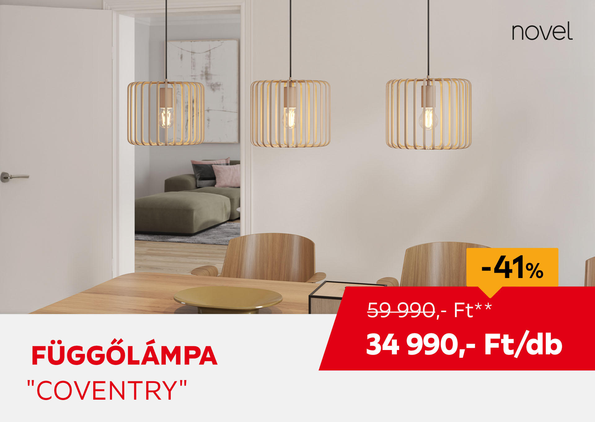  FÜGGŐLÁMPA "COVENTRY" Kiemelt termék 59990 Ft.- helyett 34990 Ft.-