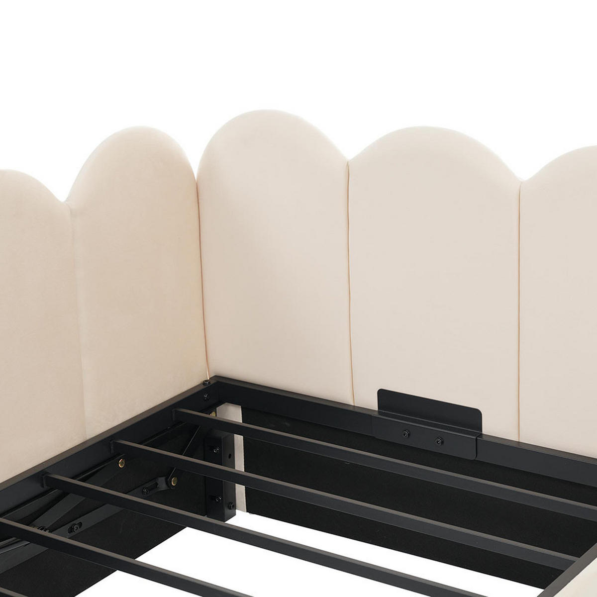 KINDERBETT 90x190 cm mit Metall-Lattenros in Beige - Beige, Textil/Metall (90/190cm) - KOMHTOM