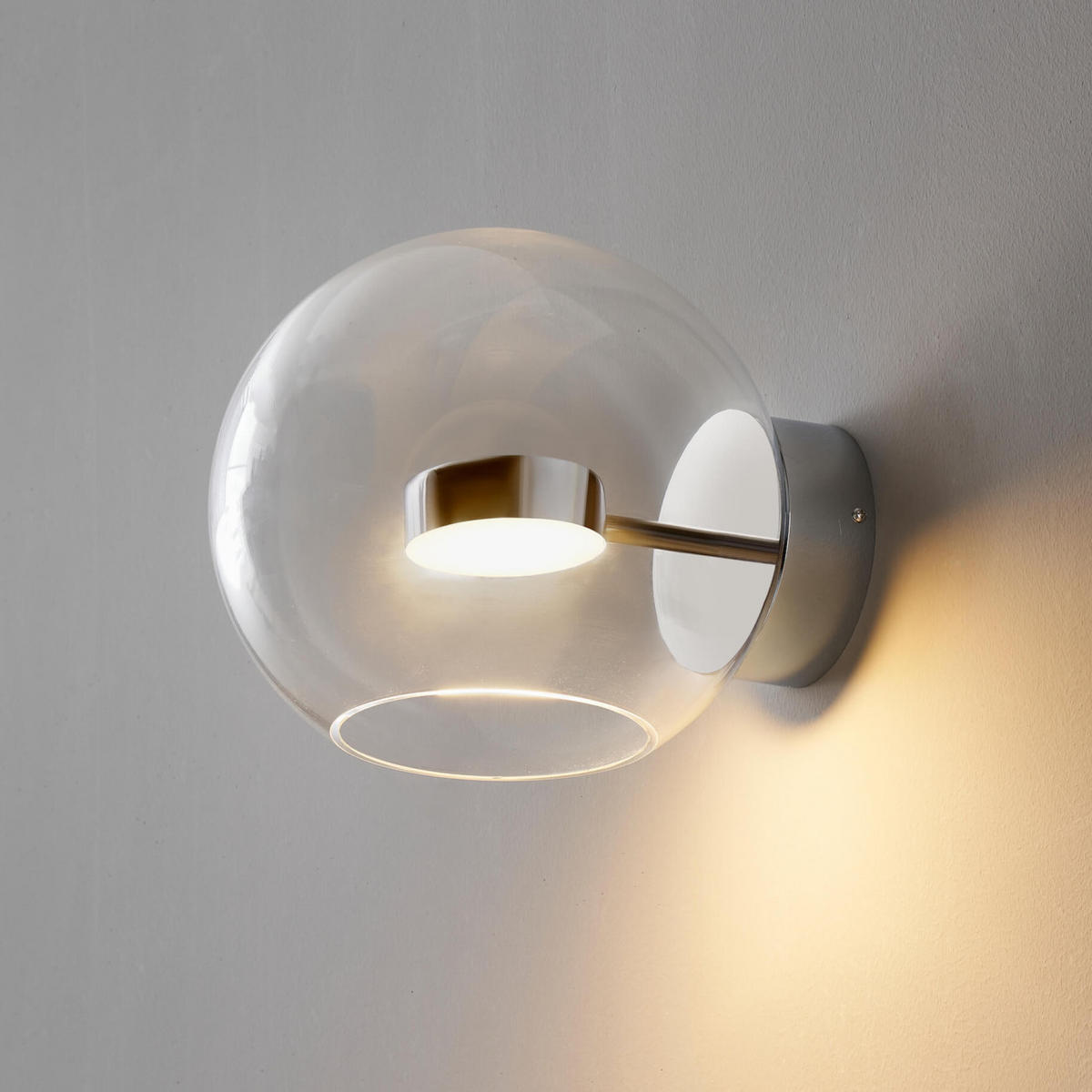 WANDLEUCHTE Gica, Transparent und verchromt, 25cm - Transparent, Glas (23/21/25cm) - KOSILUM