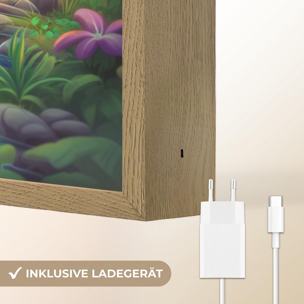 WANDLEUCHTE MIT AKKU Giraffe - Elefant - Blumen - Dschungel 60x90 cm - Grün, Holzwerkstoff (60/90/8cm) - OnlyWow