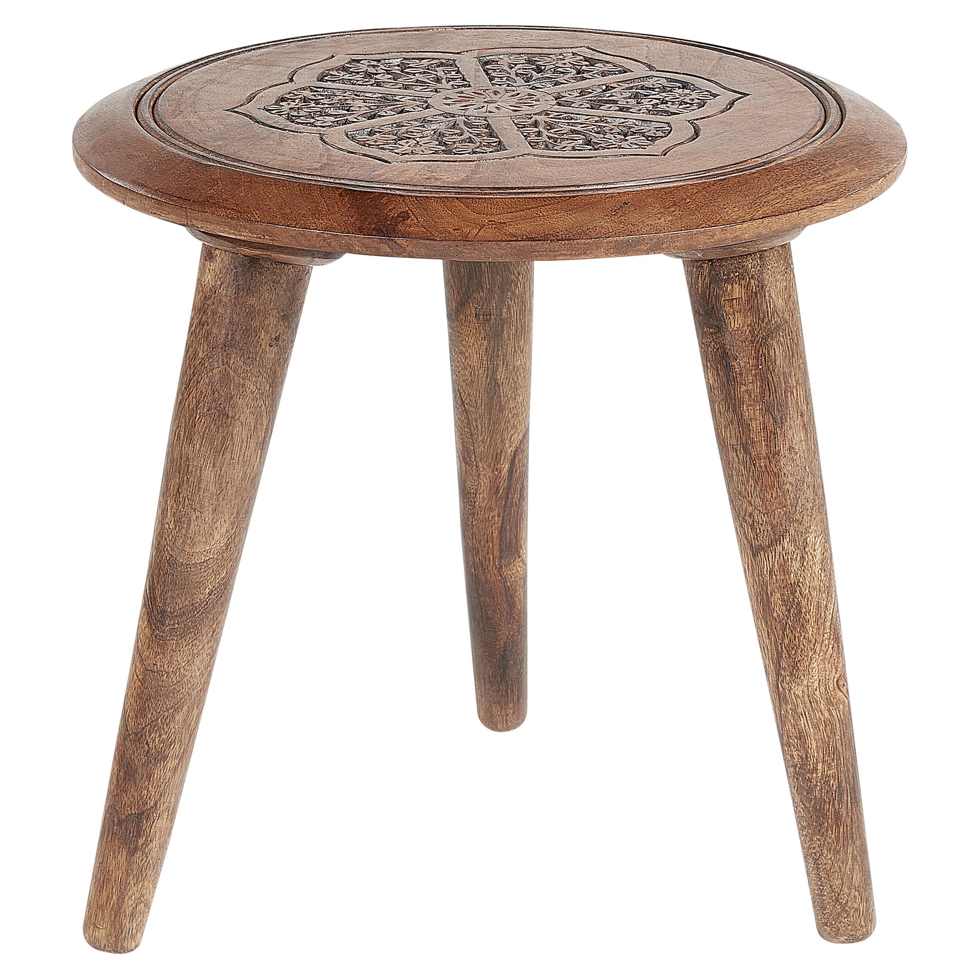 BEISTELLTISCH 2er-Set Mangoholz dunkelbraun rund Turua - Dunkelbraun, Holz (38/36/38cm) - Beliani