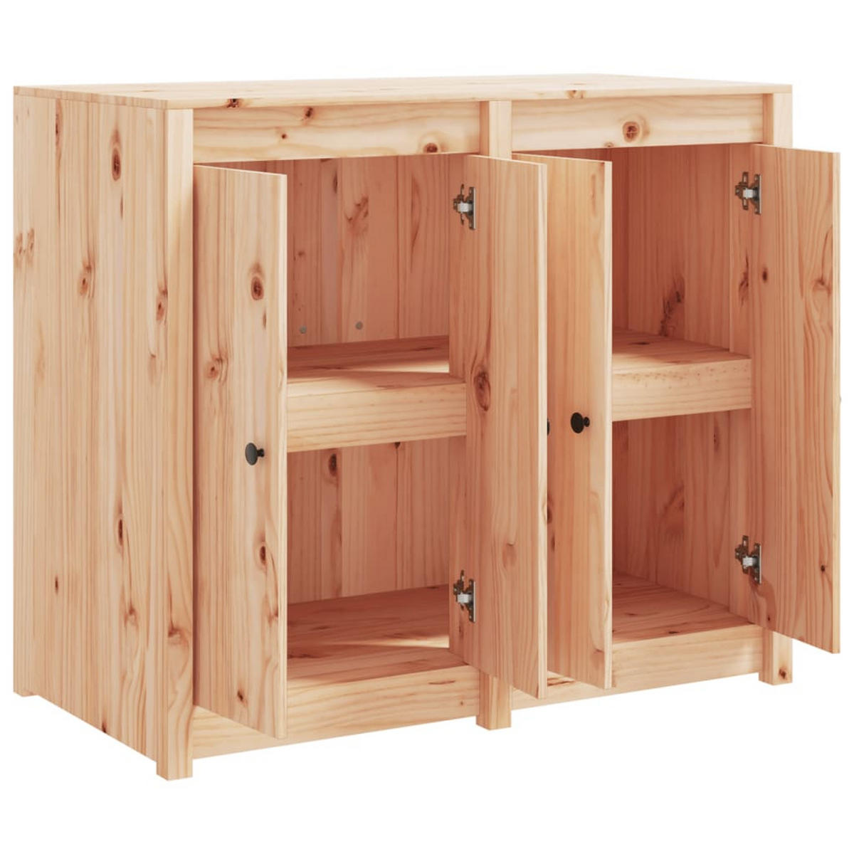 OUTDOOR-KÜCHENSCHRANK mit 4 Türen, 106/55/92 cm, aus Massives Kiefer, in Natur - Braun, Holz (55/92/106cm) - vidaXL