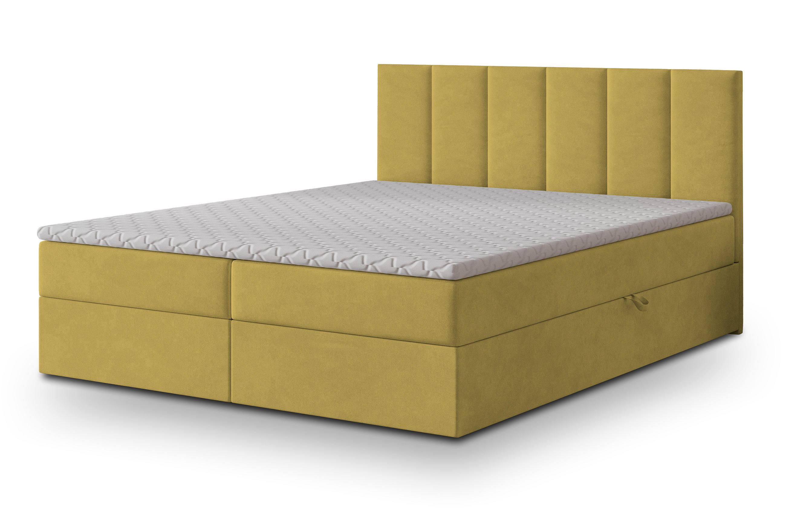 BOXBETT MERIL 140x200 cm mit Matratze und Topper - Gelb - Gelb, Holz (140/200cm) - MASSENO