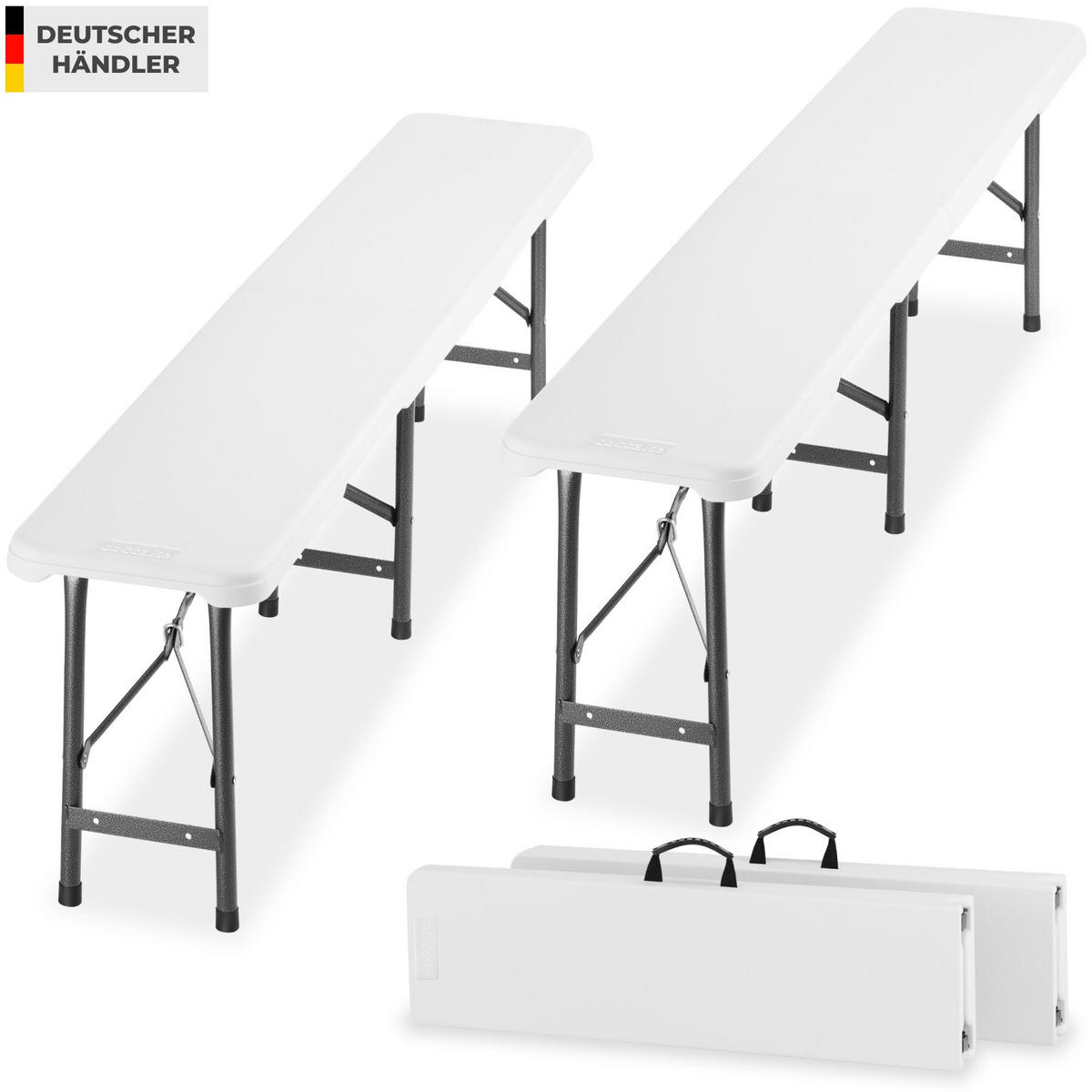 CAMPINGKLAPPBANK 2er Set Panja, gummierte Tragegriffe, weiß - Weiß, Kunststoff (180/42/27.5cm) - tectake