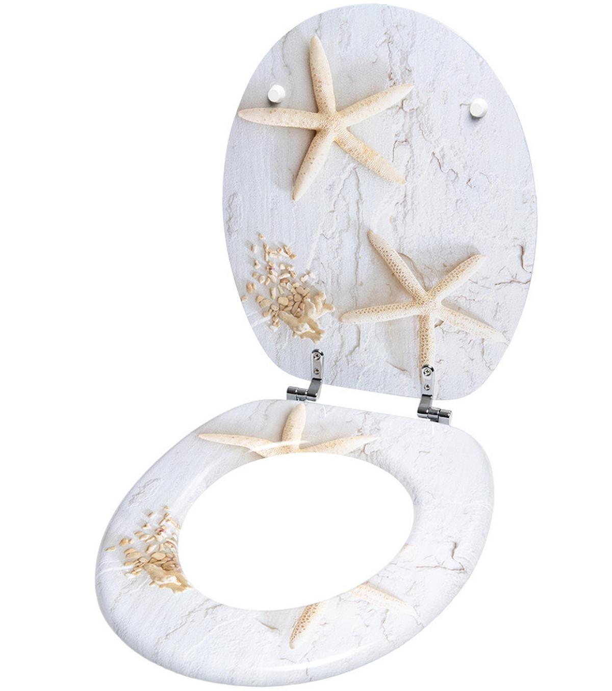 WC-SITZ Seesterne - Grau, Holzwerkstoff (38/6/47cm) - Sanilo