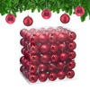 100XWEIHNACHTSKUGELN - Rot, Kunststoff (6/7/6cm) - Relaxdays