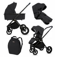 KINDERWAGEN Boldo 2in1 Schwarz Babywanne, Buggy Sportsitz, Faltbar, Wickeltasche - Schwarz, Textil/Metall (58/98cm) - BabyLux