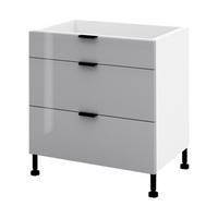 SCHUBLADENSCHRANK – 80 cm – KU-D80S3 – Lunara – Grau Hochglanz - Grau, Holzwerkstoff (80/72/52cm) - hi-markt