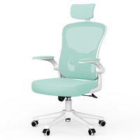 BÜROSTUHL ergonomisch, höhenverstellbar, klappbare Armlehnen, Kopfstütze – Grün - Grün, Metall (50.5/134/52cm) - Rattantree