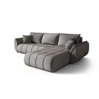 ECKSOFA SYDNEY PREMIUM rechts hellgrau Velours Monolith 84 - Schlaffunktion, Bettkasten - Hellgrau, Textil (280/185cm) - Cornero