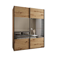 SCHWEBETÜRENSCHRANK 245,5/190/64 2-türig - Schwarz/Eiche Artisan, Holz/Metall (190/245/64cm) - Abiks Möbel