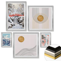 WANDBILDER 5er Set - 50x50 cm & 20x30 cm & 40x60 cm Silberner Rahmen - Sommerliche Strandansichten in Pastellfarben - Silberfarben, Kunststoff (40/60cm) - ArtPrintCave
