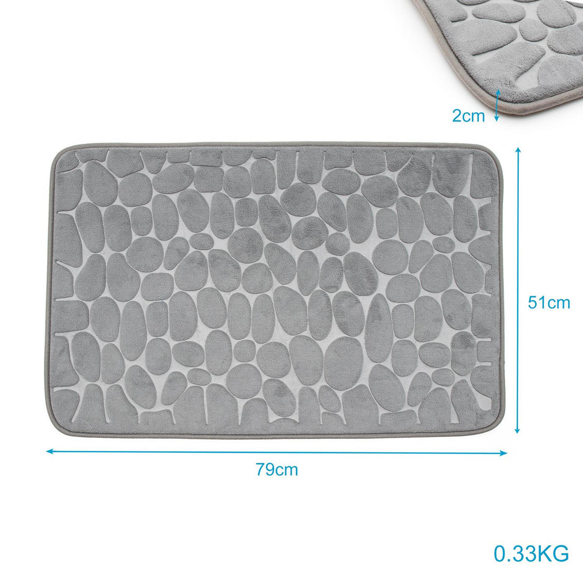 BADEMATTE rutschfest mit Memory-Schaum (Grau) - Grau, Textil (50/80cm) - Intirilife