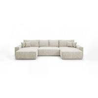 ECKSOFA CALIFORNIA U-Form weiß Cord POSO 100 - Schlaffunktion, Bettkasten - Weiß, Textil (385/185cm) - Cornero