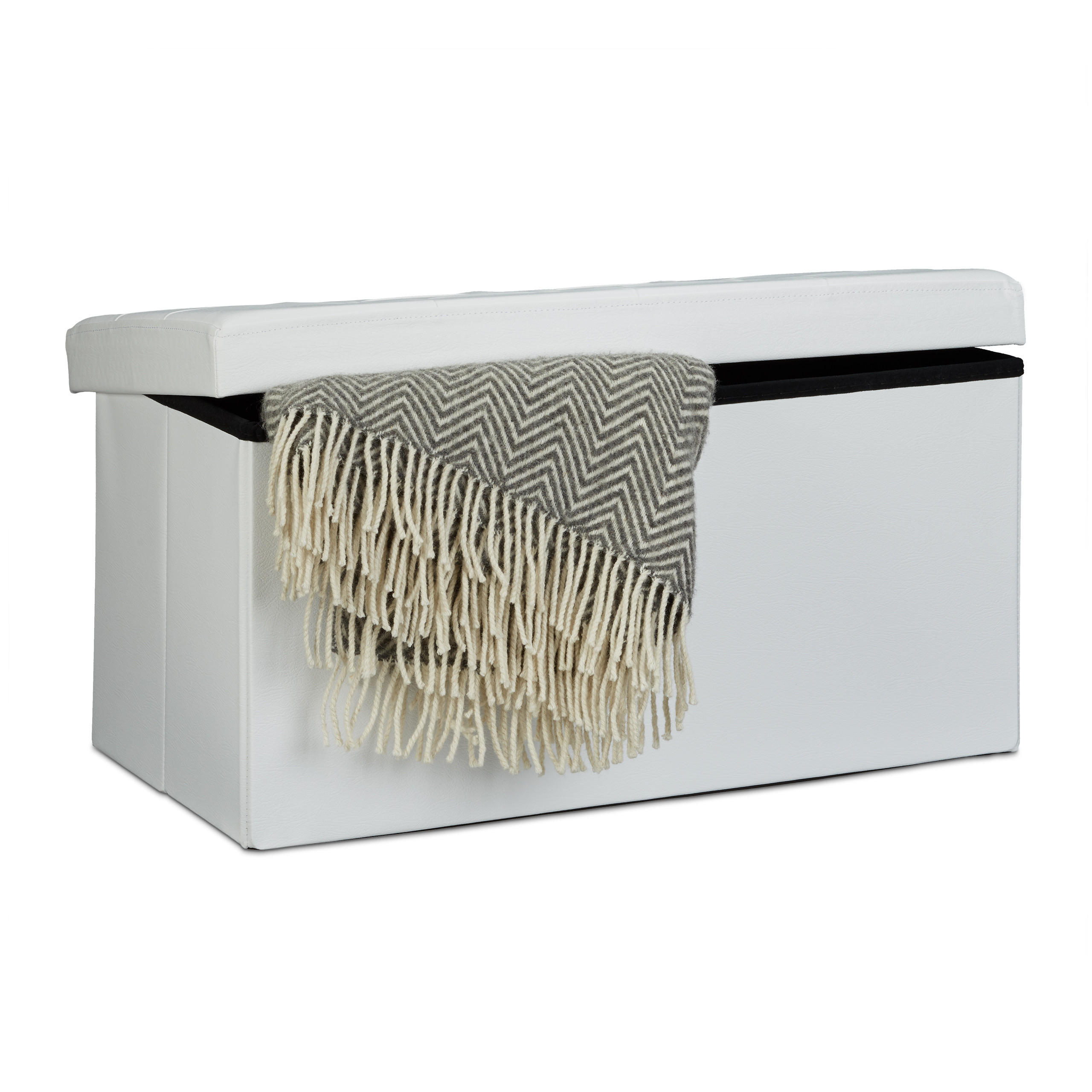 SITZBANK Stauraum - Weiß, Holzwerkstoff/Kunststoff (38/38/76cm) - Relaxdays