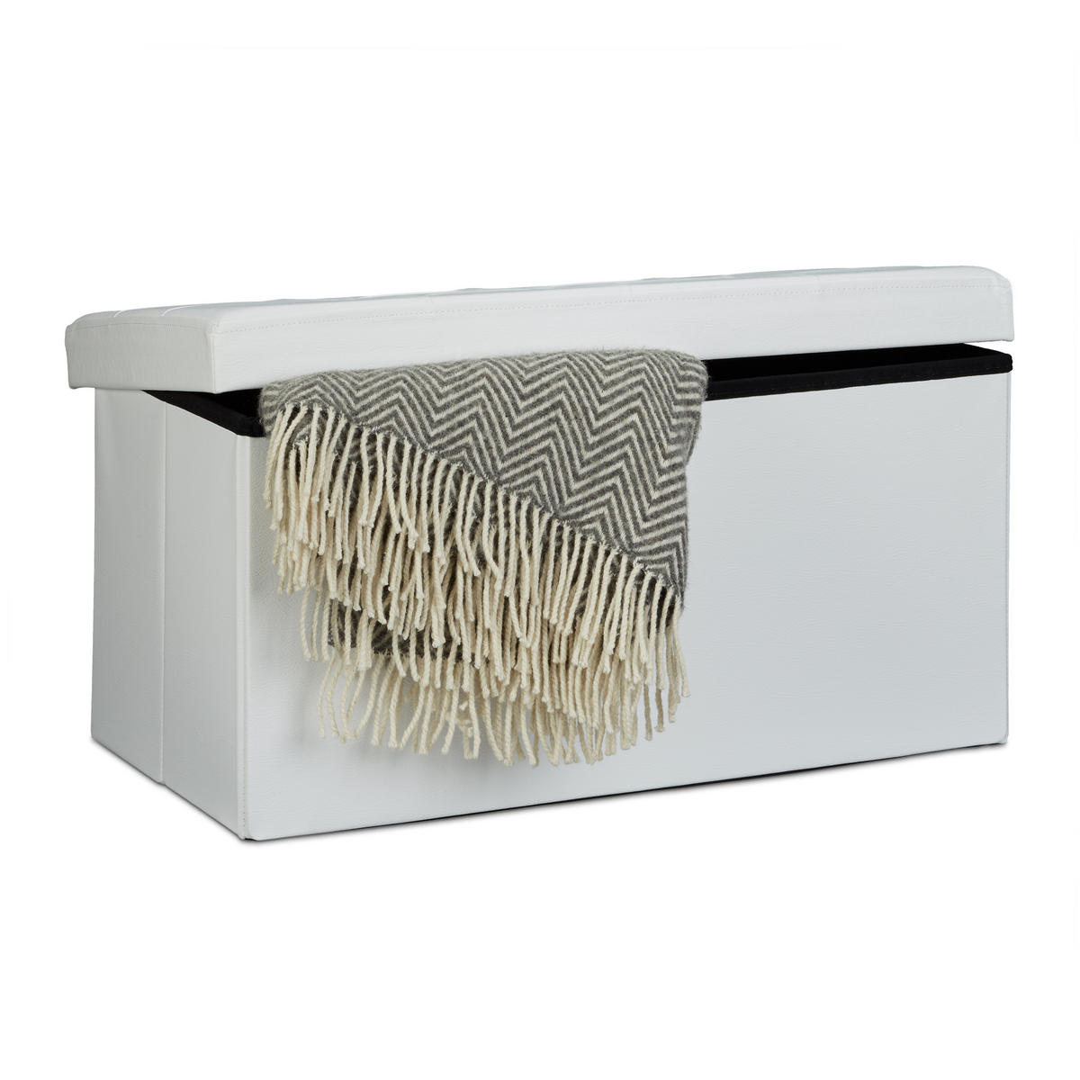 SITZBANK Stauraum - Weiß, Holzwerkstoff/Kunststoff (38/38/76cm) - Relaxdays