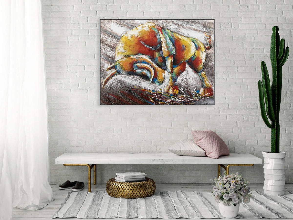 OLEJOMAĽBA 100/75 cm, Zvieratá - taupe, drevo/textil (100/75cm) - KUNSTLOFT