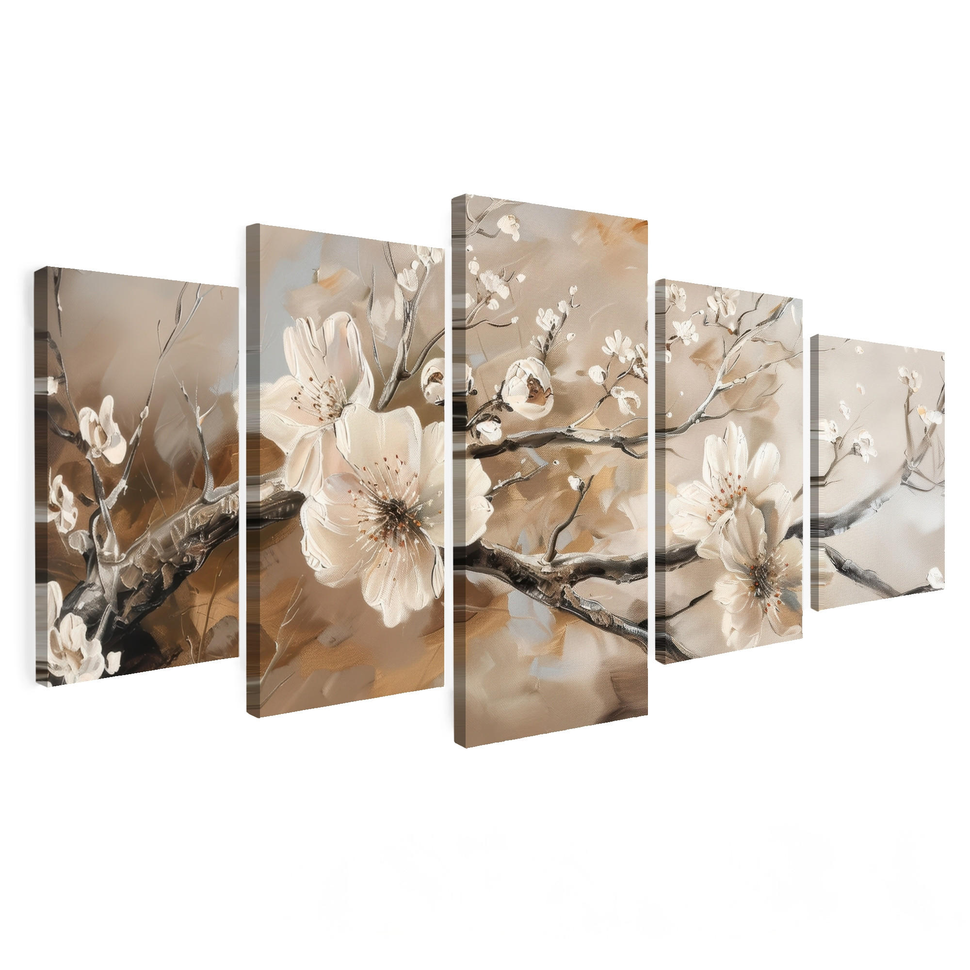 SLIKA NA PLATNU Komplet 5 Kosov 150x80 cm - svetlo rjava, tekstil (150/80cm) - MuchoWow