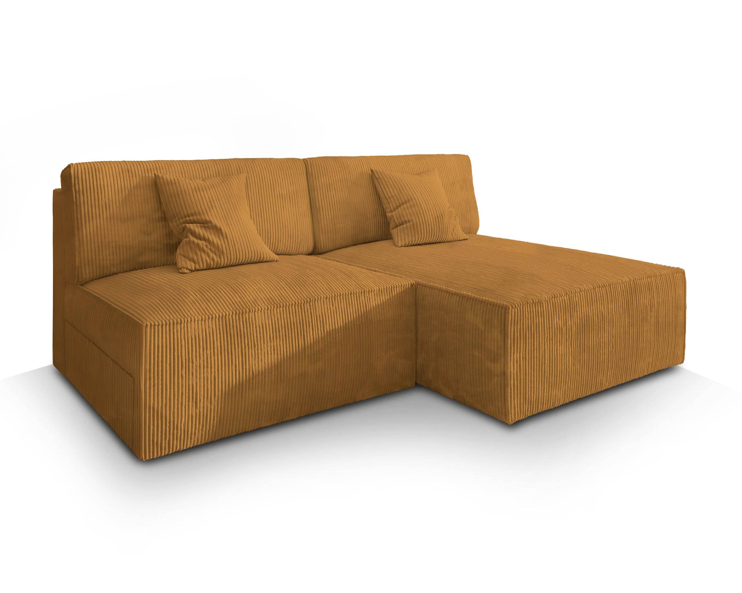 ECKSOFA FIORO P Gelb Kordstoff mit Schlaffunktion - Gelb, Holz (204/148cm) - MASSENO