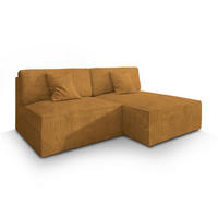 ECKSOFA FIORO P Gelb Kordstoff mit Schlaffunktion - Gelb, Holz (204/148cm) - MASSENO