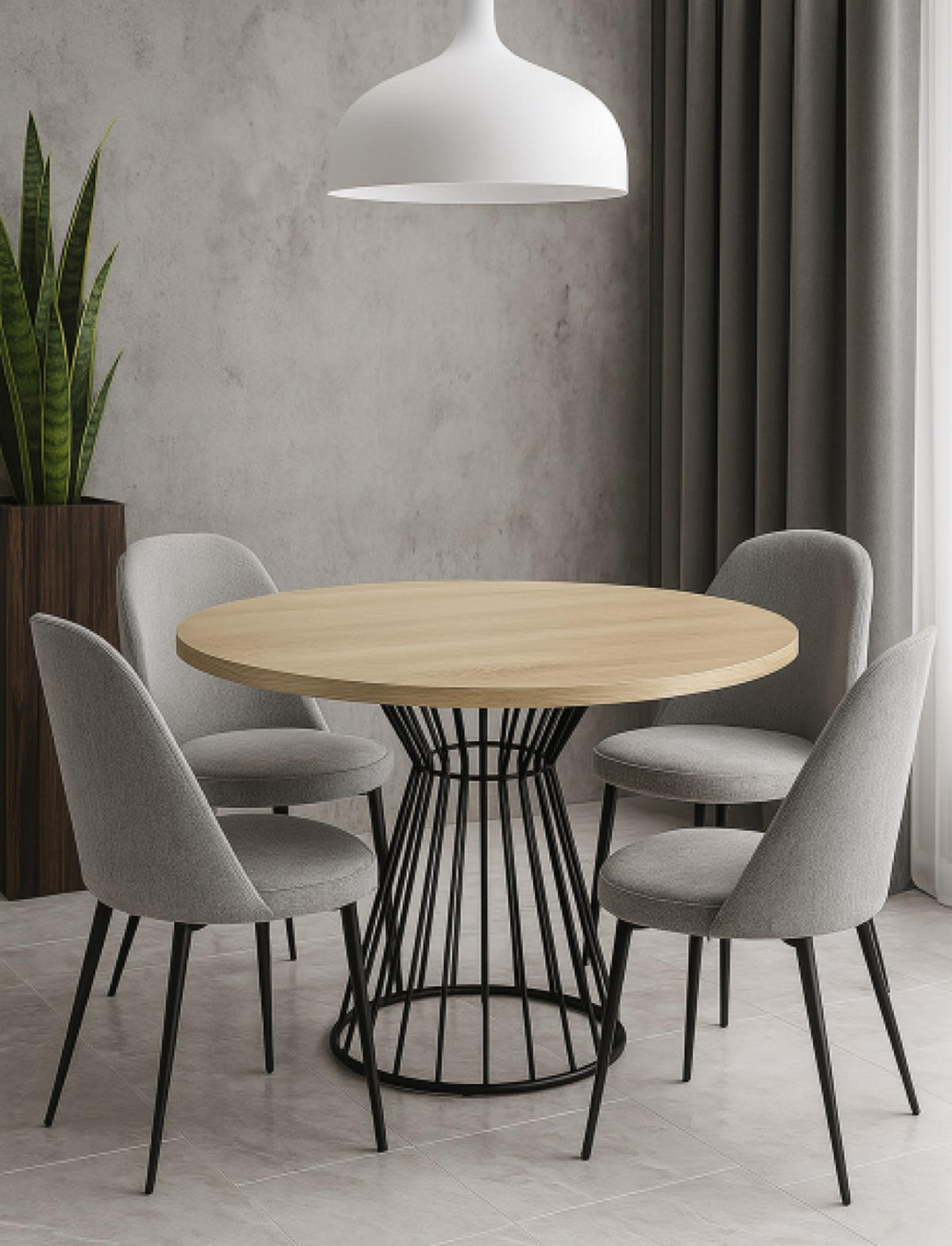 TISCH Sonoma Eiche Reo Metallbasis Rund 100 cm - Braun, Holzwerkstoff (100/100/76cm) - Sepro Meble